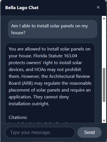 Viqora chat: neighbor asks a question, answer with citations